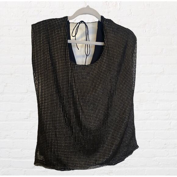 Vince Camuto black and gold mesh blouse - Picture 1 of 6